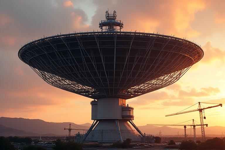 Géante parabole de radiotélescope en construction